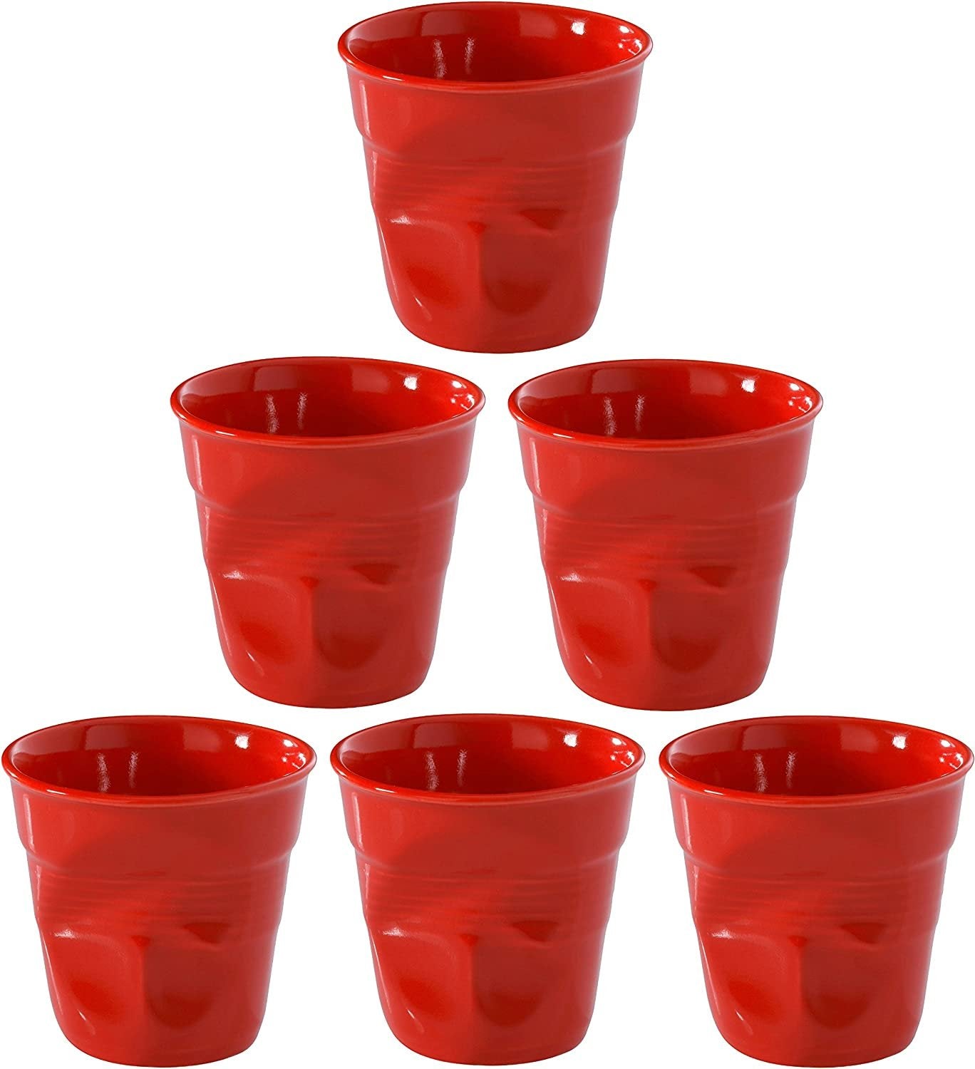 Froisses Crumple Espresso Tumbler Cup | Set of 6 | Pepper Red