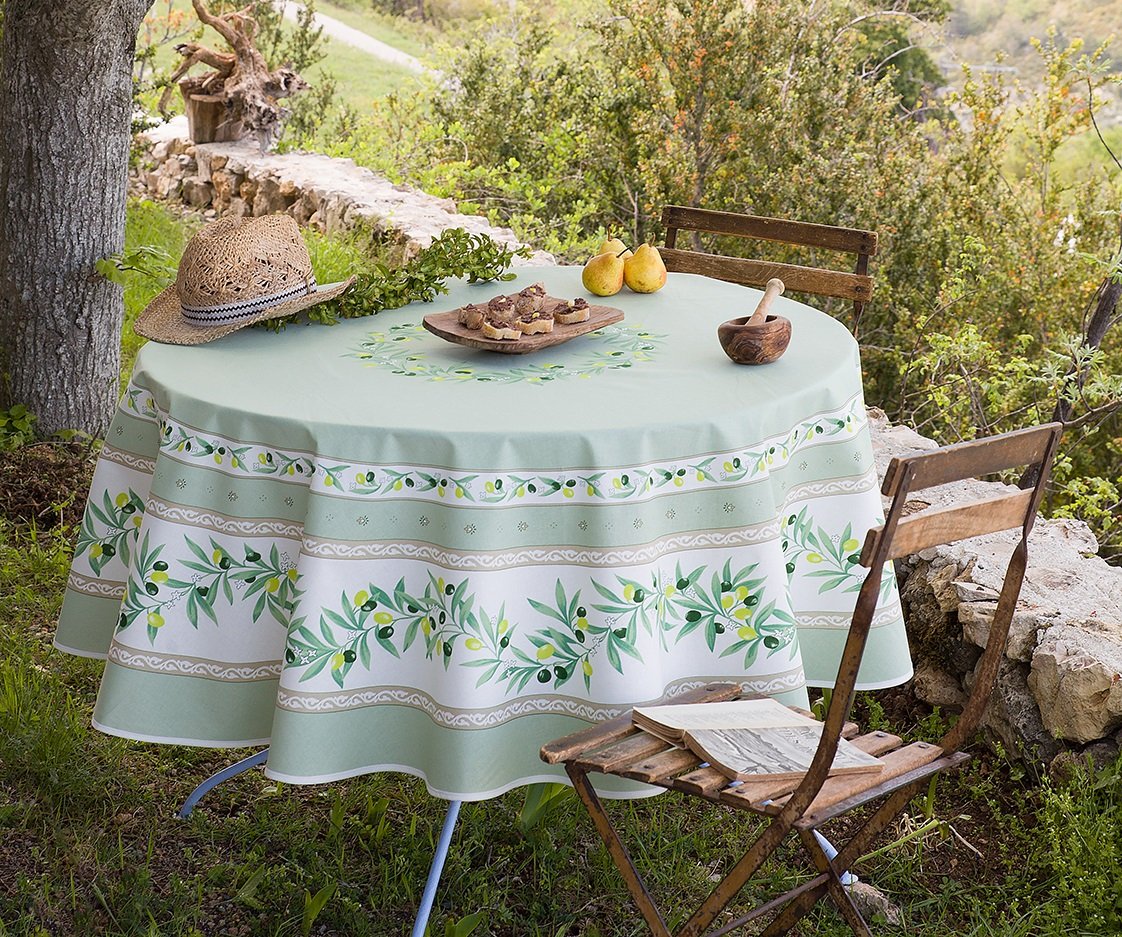 Ramatuelle Olives Green (Vert) Provencal Tablecloth