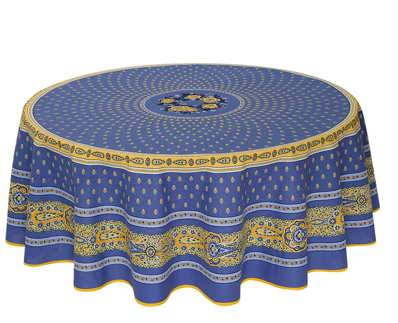 Bastide Lavander Round Provencal Tablecloth | 70" Round | Easy Care Coated Cotton