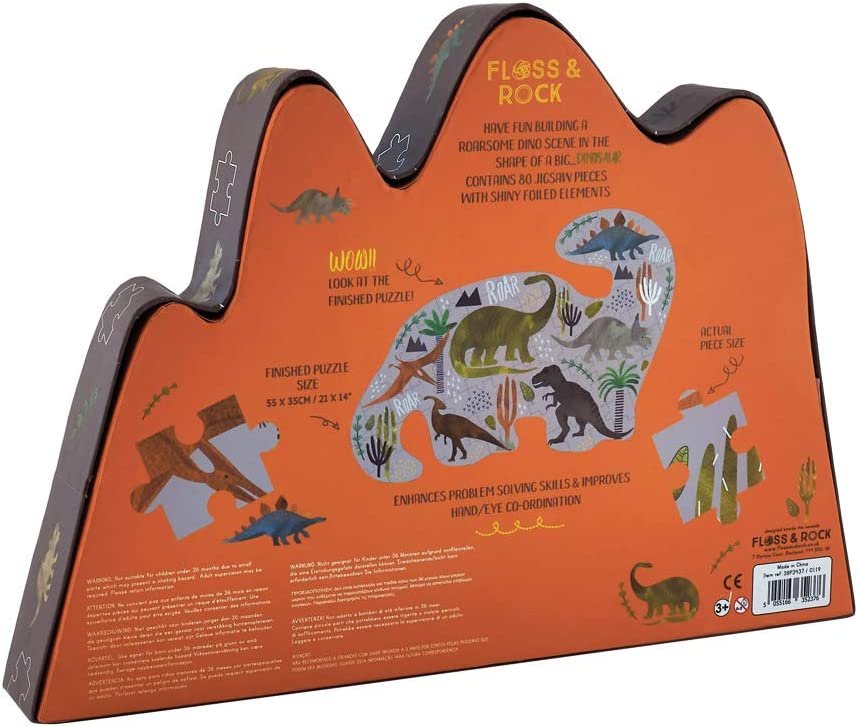 Floss & Rock Dinosaur Shaped Puzzle | 80 Piece Set