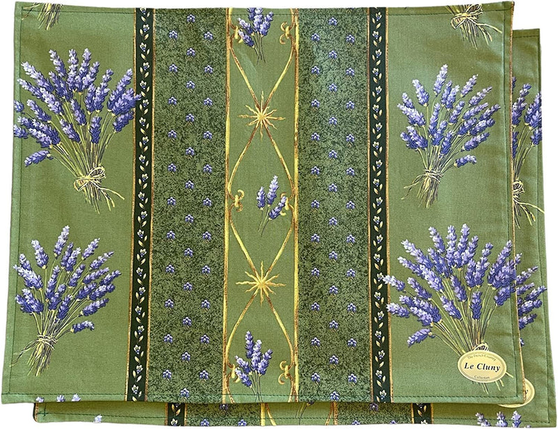 Lavender Green Reversible Placemats | Set of 4 | Easy Care Coated Cotton