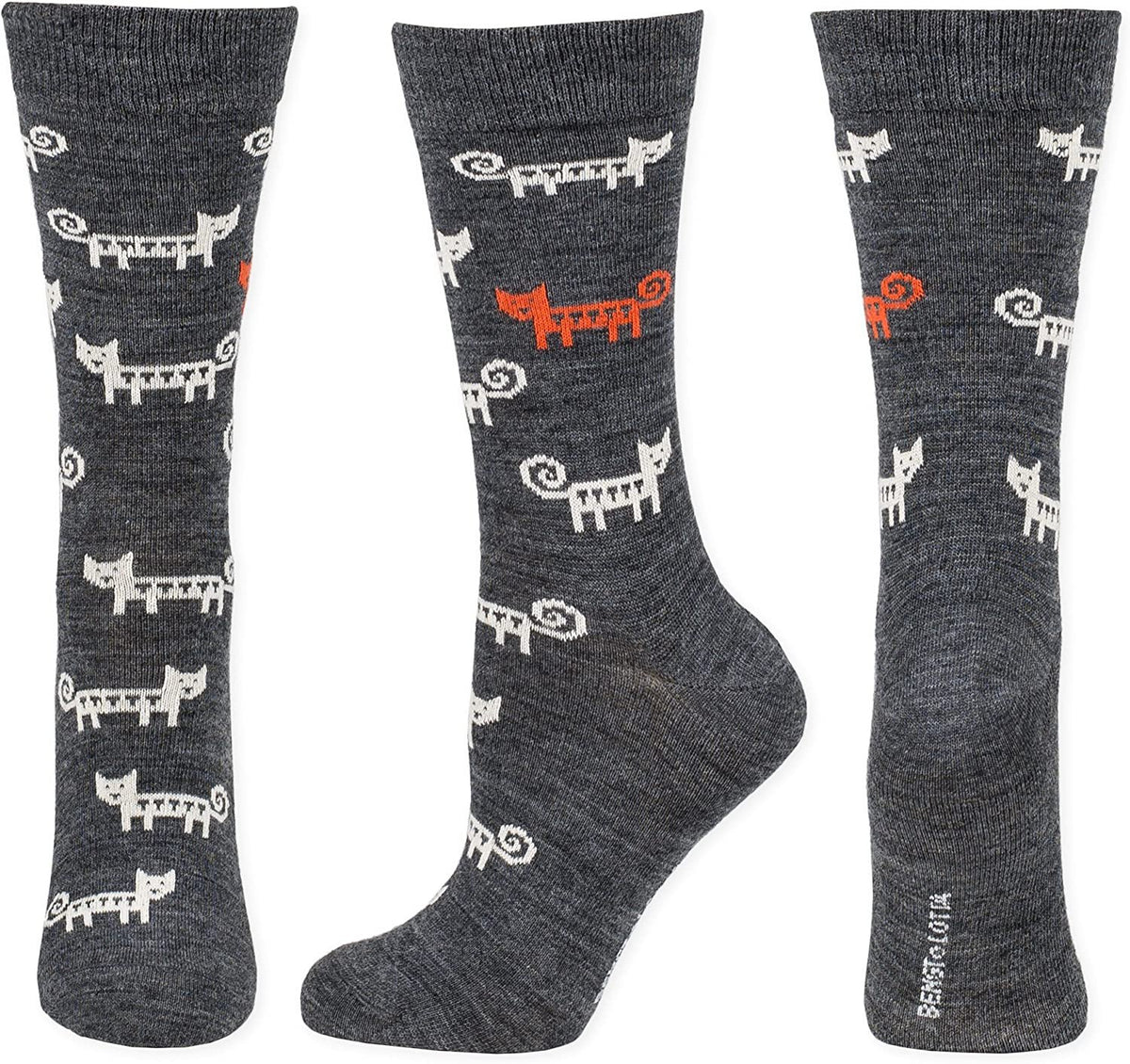 Bengt & Lotta Merino Wool Grey Socks "Cat" | Small