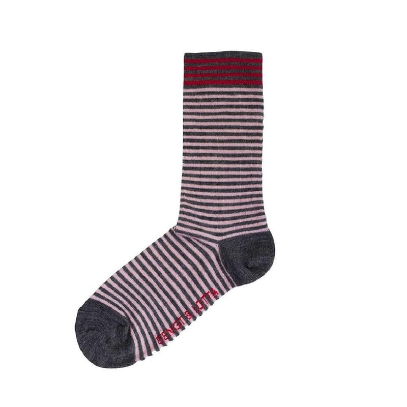 Bengt & Lotta Merino Wool Socks Pink Stripes "Axel" | Small