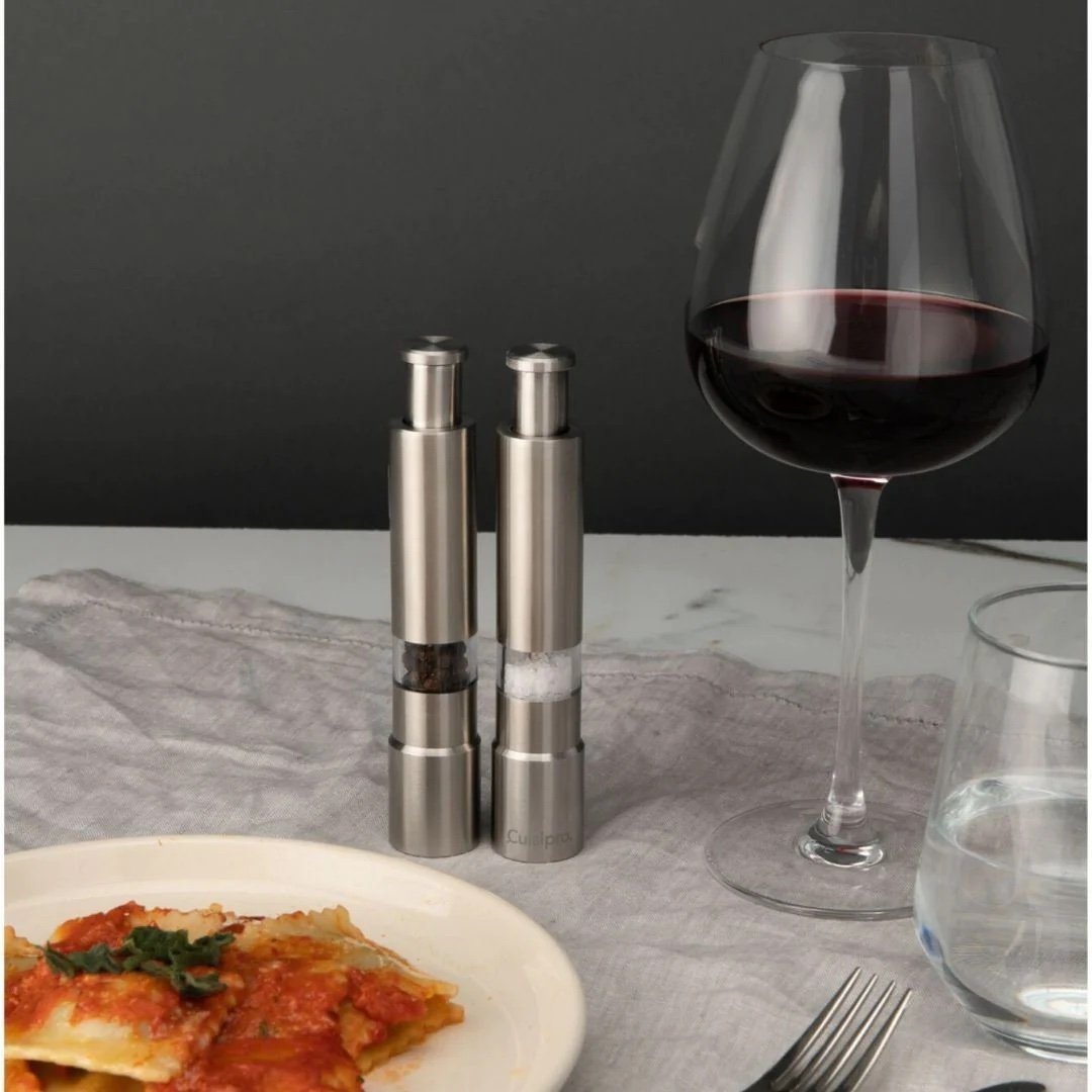 Cuisipro Stainless Steel Salt & Pepper Mill & Ginding Pump BPA Free