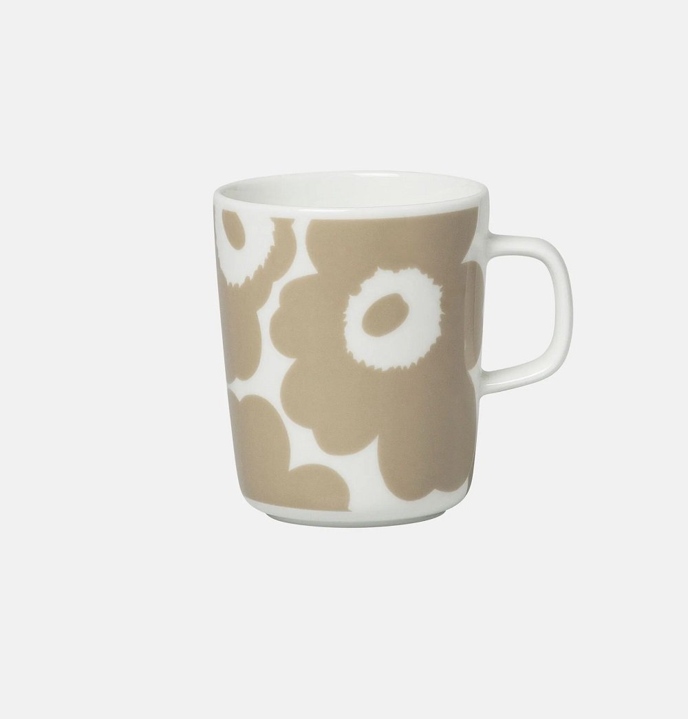 Unikko Oiva Stoneware Flower Mug | White & Beige (8.5 fl oz)