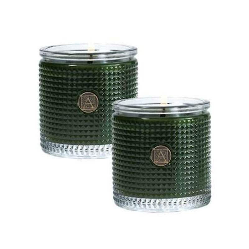 Aromatique The Smell of Tree Textured Glass Scented Candle Set | Evergreen Fragrance | 2 × 6 oz