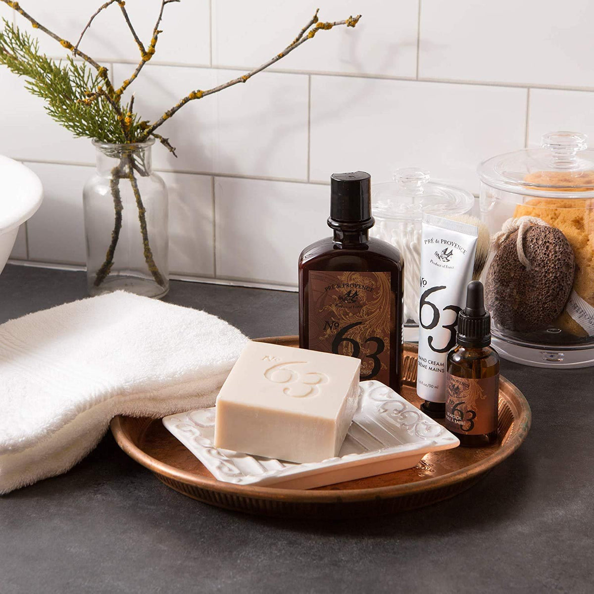 Pre de Provence No. 63 Men's 200 Gram Cube Soap, Aromatic, Warm, Spicy Masculine Fragrance, Quad-Milled For Long Lasting Soap & Enriched With Shea Butter - 3 Pack