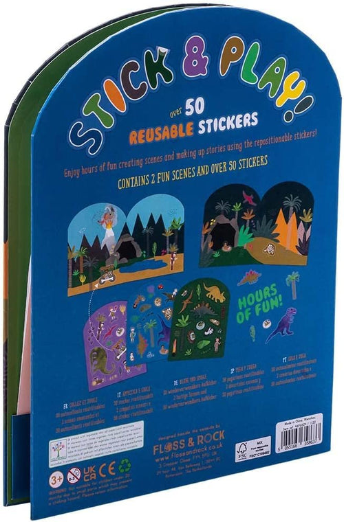 Floss & Rock Activity Book with Reusable Stickers | Dinosaur Stick & Play