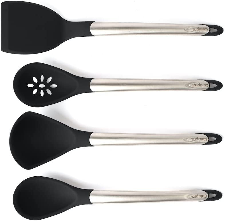 Cuisipro Silicone 4 Piece Cooking Utensils Set | Ladle, Turner, Spoon & Slotted Spoon