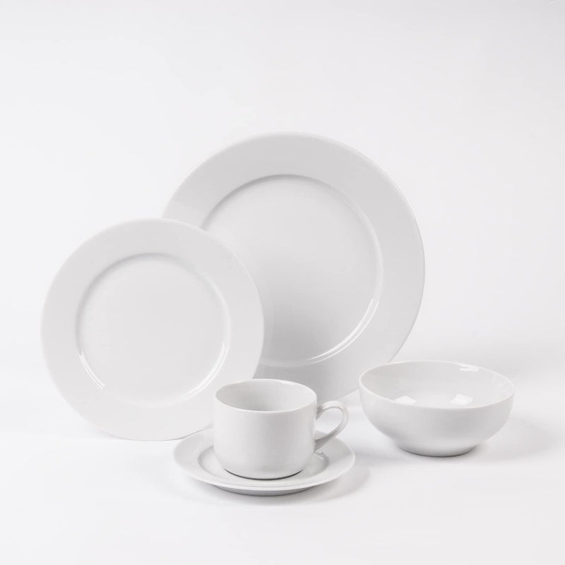 Pillivuyt Sancerre Dinnerware White Porcelain Shock-Resistant | 20 Pieces Set | Service for 4