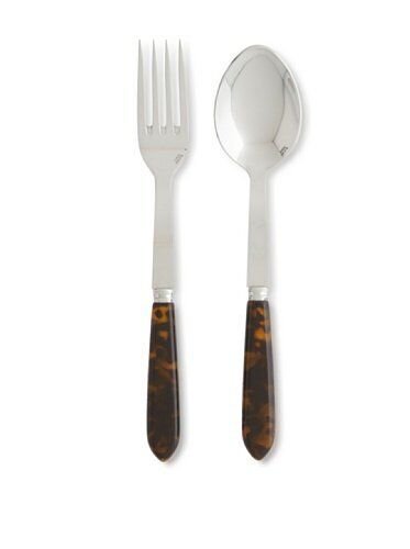 Sabre Salad Serving Set  2-Piece Tortoise Stainless Steel and Acrylic Handle