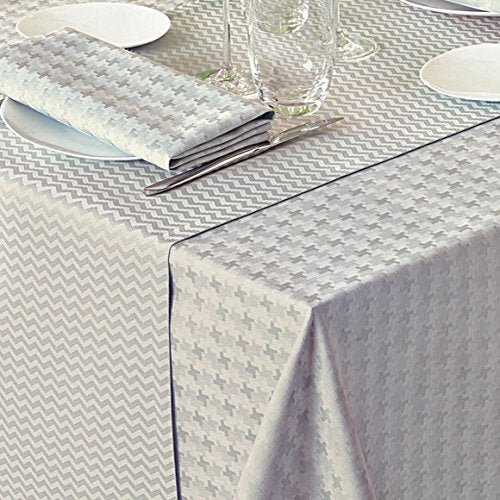 Garnier Thiebaut Tablecloth Pied de Poule Gris Brise