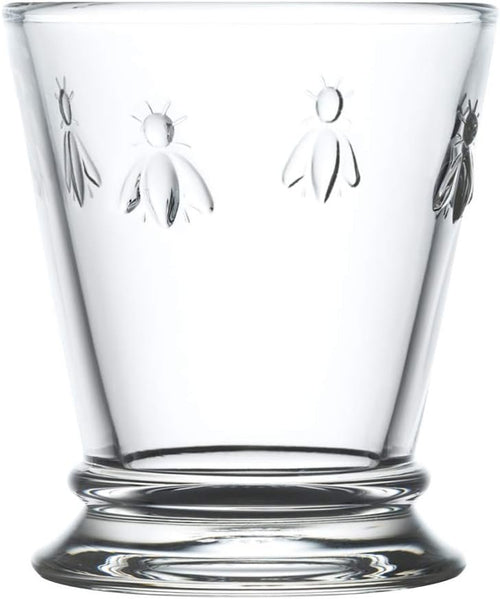 La Rochere Napoleon Bee Tumblers Set Of 6-9 oz - Clear Glass Tumbler w/The French Bee Embossed Design - Fine French Glassware, Drinking Glasses, Heavy Water Glasses, Dishwasher Safe Juice Glasses