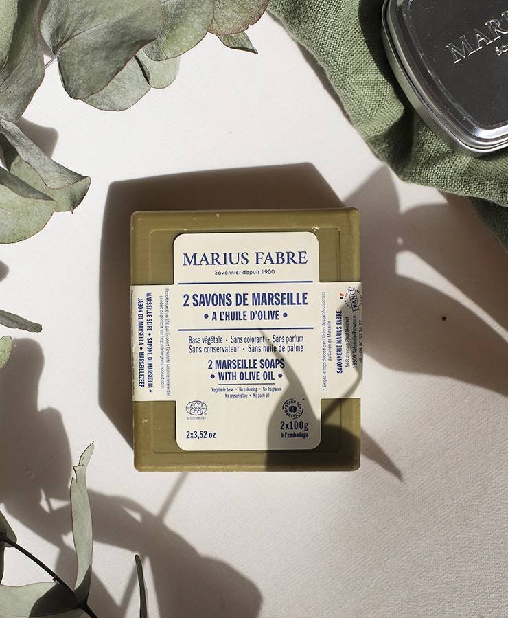 Marius Fabre Marseille Soaps 2x100g (2 x 3.53 oz) All Skin Gentle Bars, Natural Extra Pure Vegetable Oil Soaps  Face and Body Cleansing