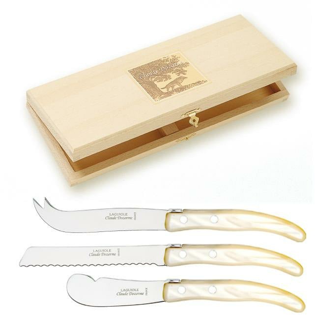 Laguiole Berlingot Breakfast Knives | Set of 3 | Pearl Handle