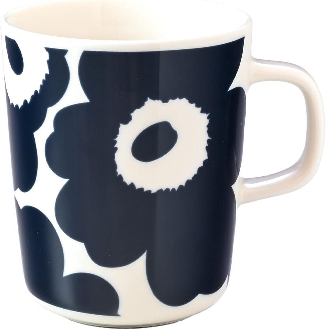 Unikko Oiva Stoneware Flower Mug | White & Navy (8.5 fl oz)