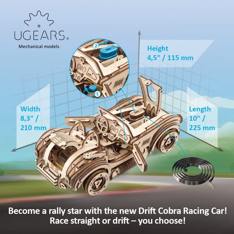 Mechanical 3D DIY Building Kit | Drift Cobra Vintage Racing Car Model Kit