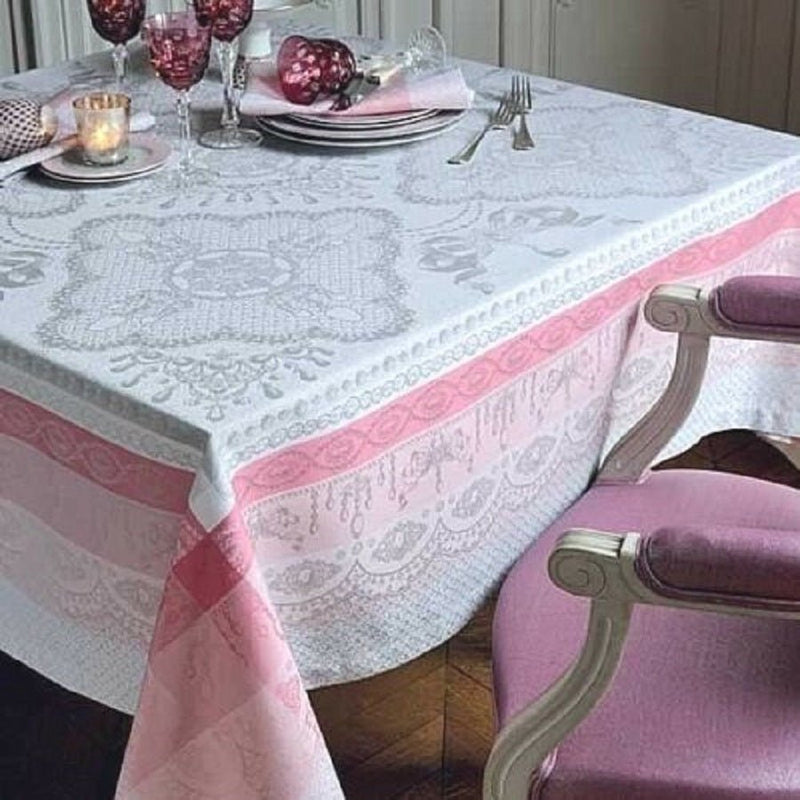 Garnier-Thiebaut Tablecloth Mathilde Rose Green-Sweet 68" Square - Home Decors Gifts online | Fragrance, Drinkware, Kitchenware & more - Fina Tavola