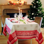 Garnier-Thiebaut Tablecloth Snowflakes Rouge Christmas Holiday 69" Square - Home Decors Gifts online | Fragrance, Drinkware, Kitchenware & more - Fina Tavola