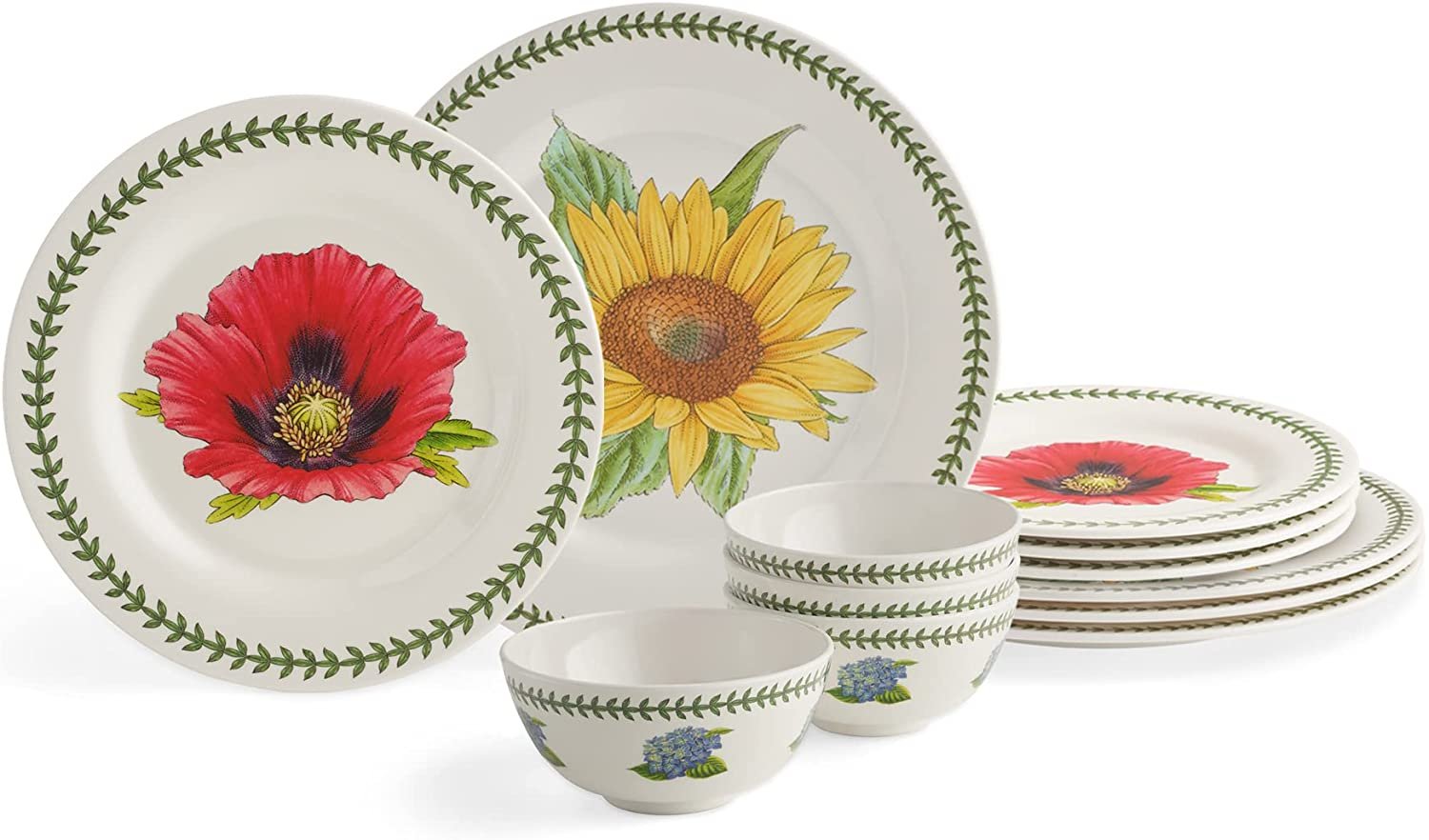Portmeirion Botanic Garden Melamine Dinnerware Set | 12 Piece Collection