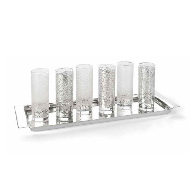 Shot Glasses Dotti Silver on Glass Assorted Box of 6 - Home Decors Gifts online | Fragrance, Drinkware, Kitchenware & more - Fina Tavola