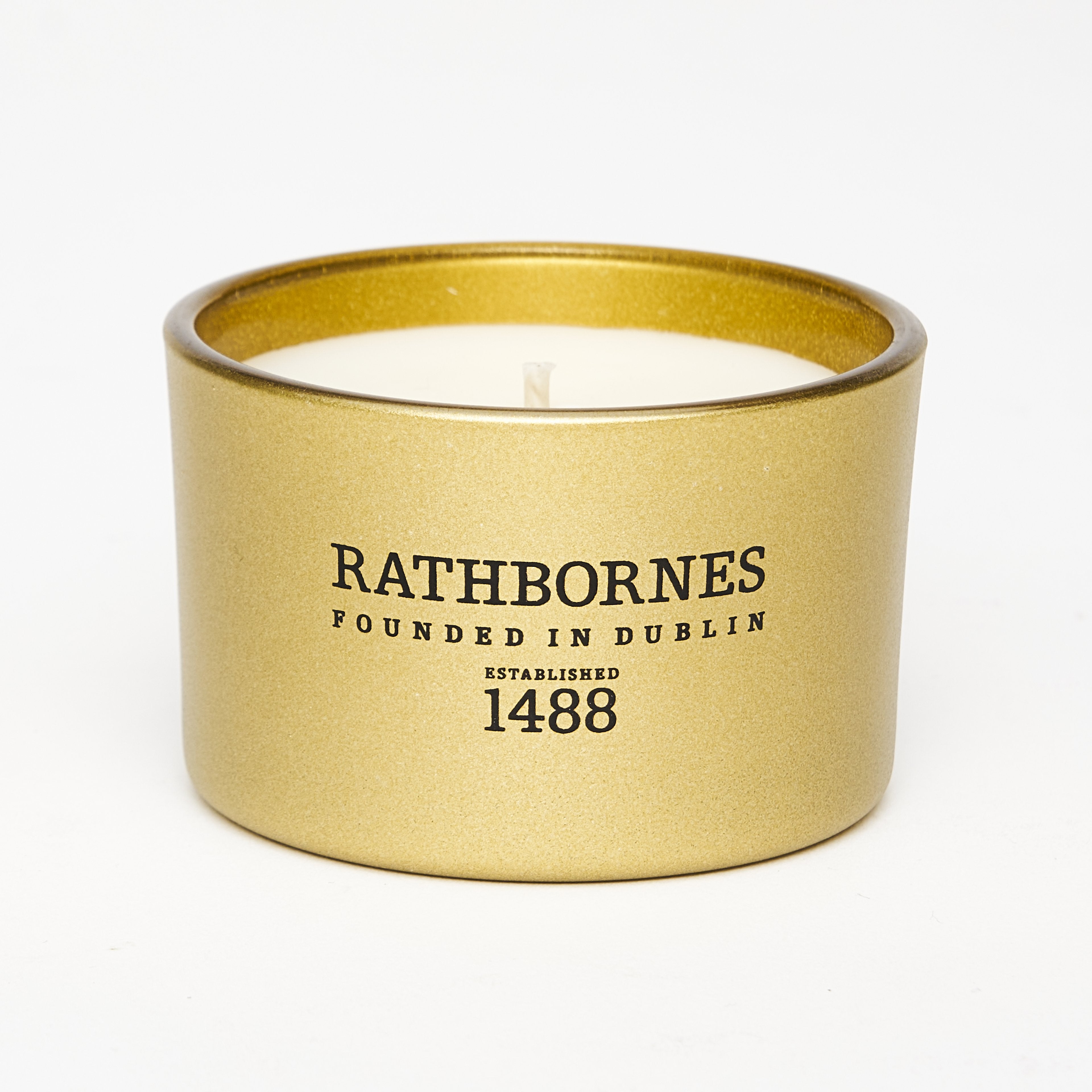 Rathbornes 1488 Dublin Christmas natural wax candle in glass jar
