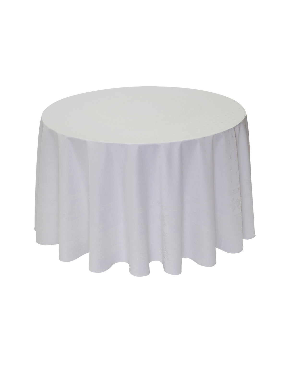 Jacquard White Round Provencal Tablecloth | 90" D | Easy Care Luxury French Linen