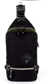 Sling Pack Mono Shoulder Crossbody Bag | Black W/ Army Green Accents