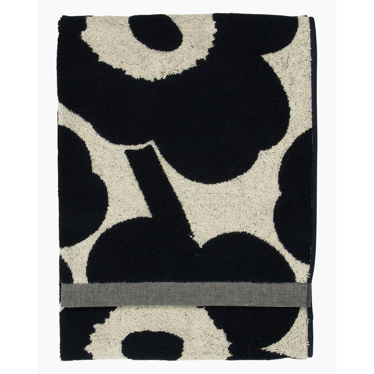 Marimekko Unikko Cotton Towel | Black & Sand Poppy Design