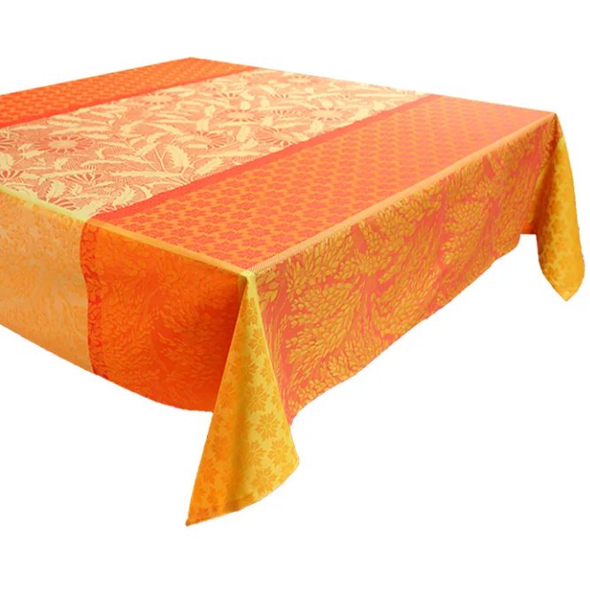 Garnier Thiebaut Graminees Orange Tablecloth French Jacquard - Thumbnail 3