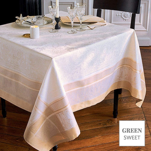 Garnier-Thiebaut Tablecloth Persina Dore Or, Green Sweet 69" x 100" - Home Decors Gifts online | Fragrance, Drinkware, Kitchenware & more - Fina Tavola