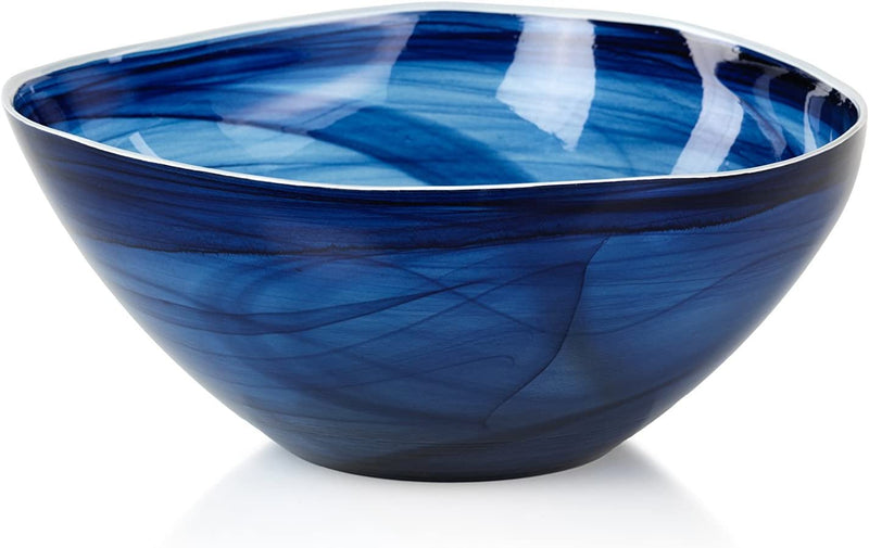 Monte Carlo Decorative Bowls | Large Glass Indigo Alabaster | Set of 2