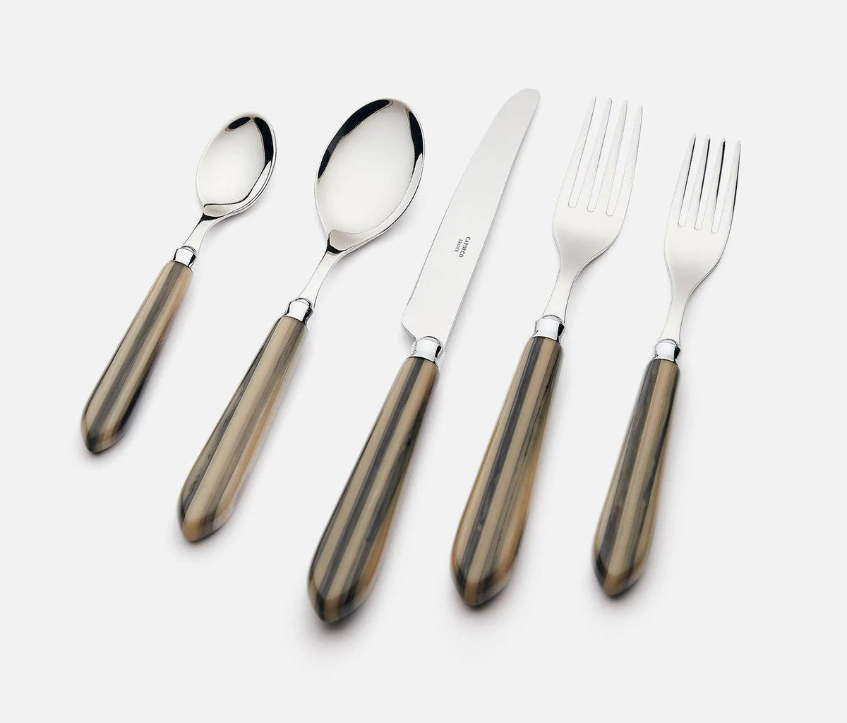 Omega Flatware Set 5 Piece Place Setting (service for 1) | Stone Grey