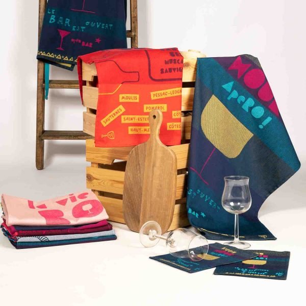 MOUTET French Jacquard Kitchen Tea Towel | HAPPY HOUR