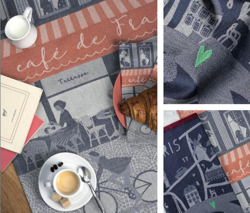 French Jacquard Tea Kitchen Towel | "SOUS LE CIEL DE PARIS (City of Love)
