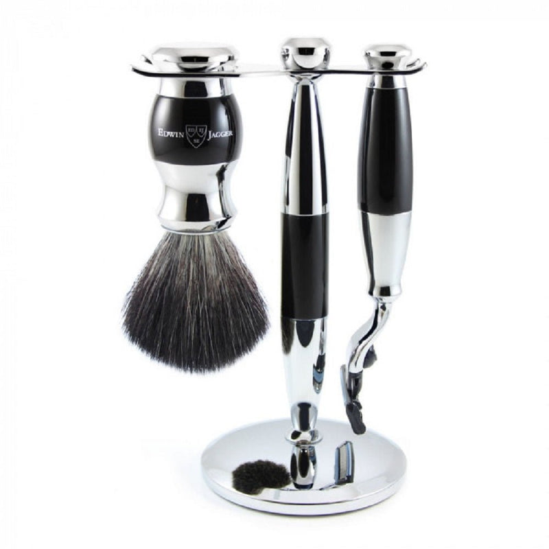 Edwin Jagger 3 Piece Mach3 Set - Ebony and Chrome - Home Decors Gifts online | Fragrance, Drinkware, Kitchenware & more - Fina Tavola
