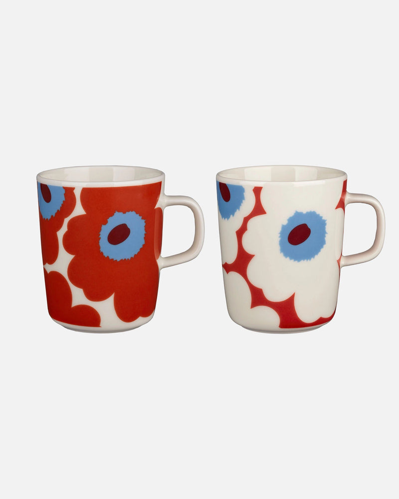 Unikko Oiva Stoneware Flower Mug | Set of 2 | Orange & Blue