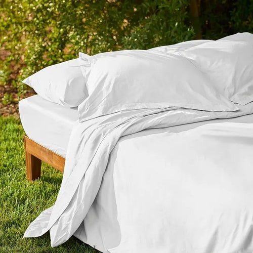 Garnier Thiebaut Standard/Queen Pillow Cases Set-2 Sunrise White Sateen 420 Thread Count by Bombacio Linens