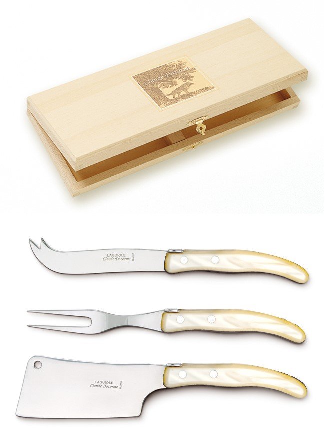 Laguiole Berlingot Cheese Knife Set | Set of 3 | Pearl Handle