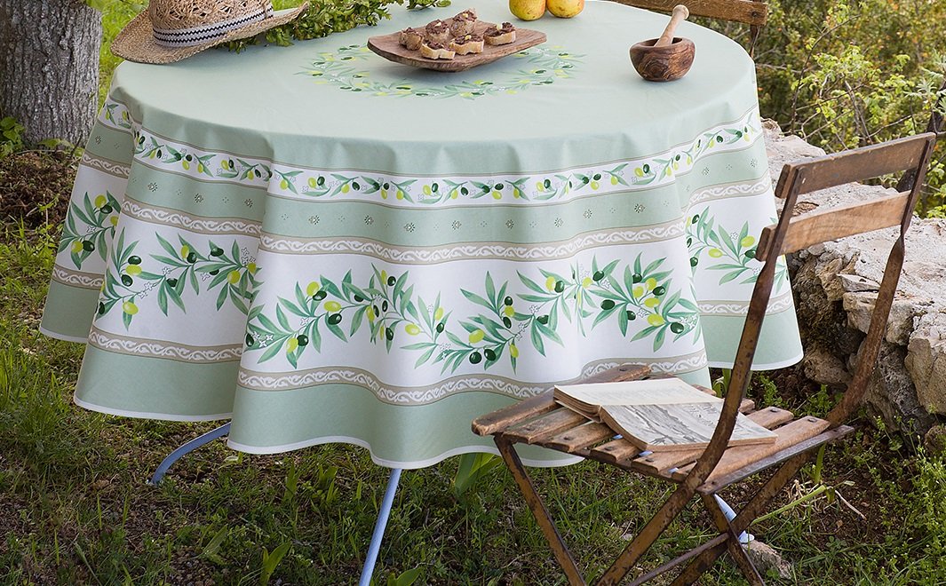 Ramatuelle Olives Green (Vert) Provencal Tablecloth - Thumbnail 3
