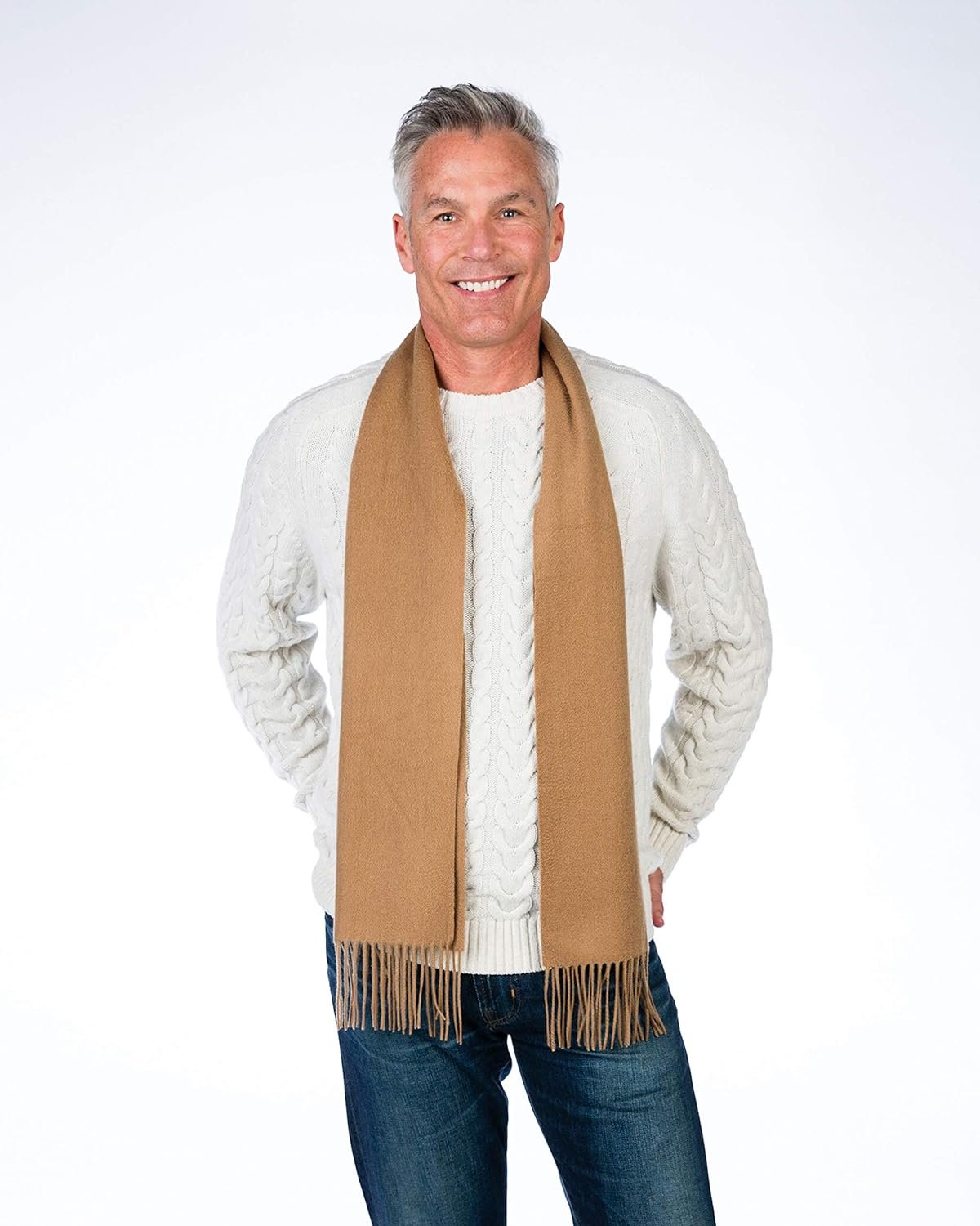 Alashan Cashmere Merino Blend Woven Scarf | Camel