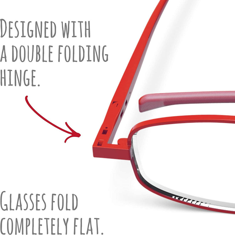 Compact Lenses Flat Folding-Reading Glasses-Chilli +3.0
