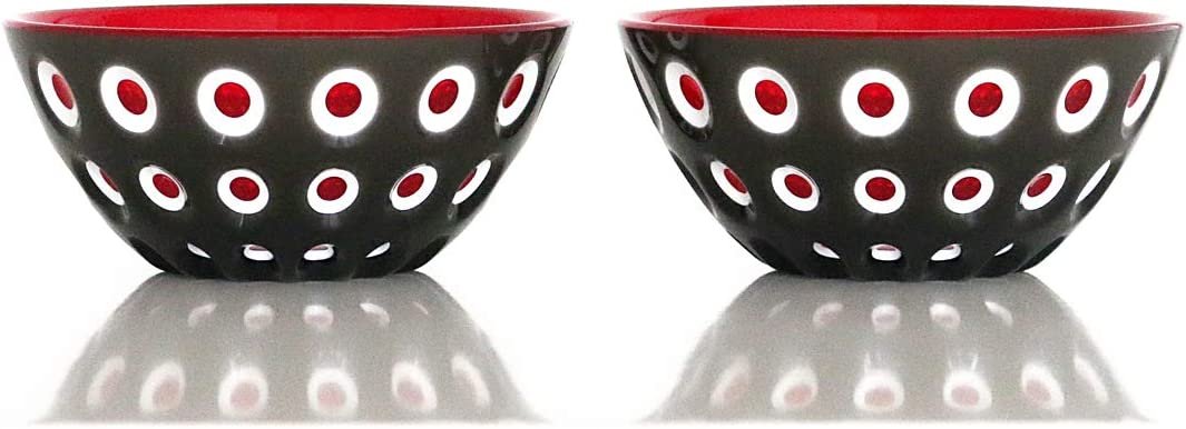 Le Murrine Small Serving Bowl | Black & Red | Set of 2