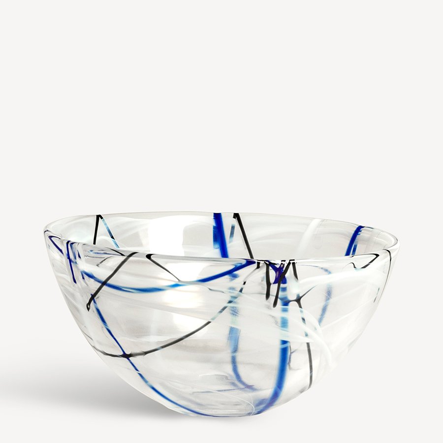 Kosta Boda Contrast Glass Bowl in White Multicolor | Medium