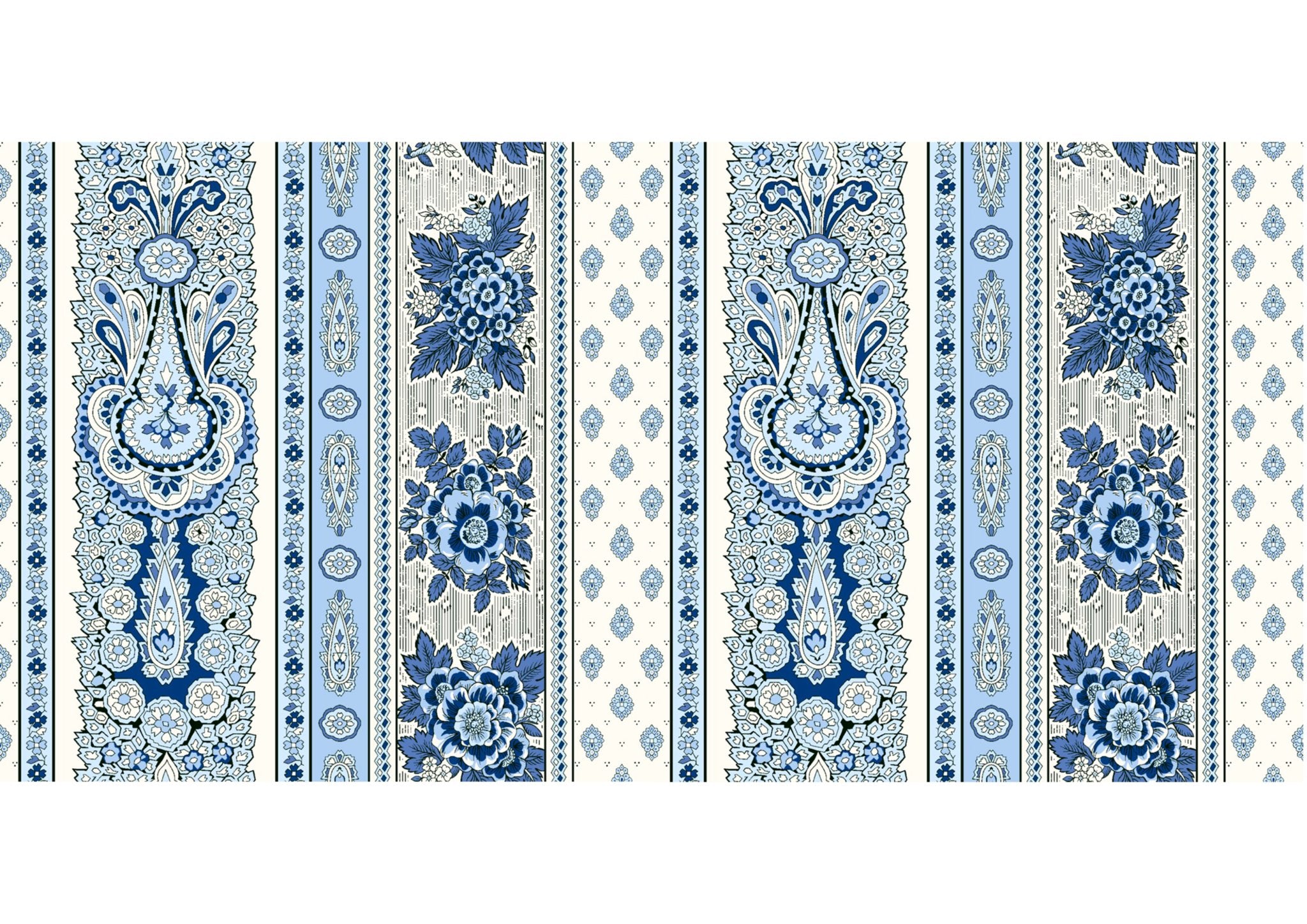 Bastide White & Blue Rectangular Provencal Tablecloth - Thumbnail 2
