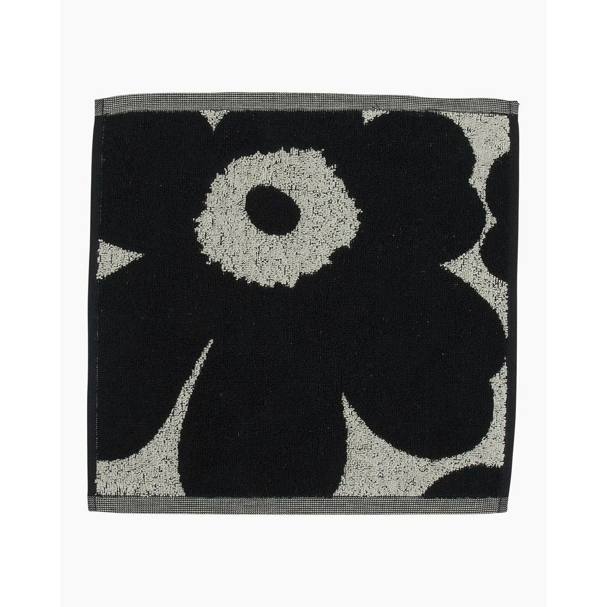 Marimekko Unikko Cotton Towel | Black & Sand Poppy Design