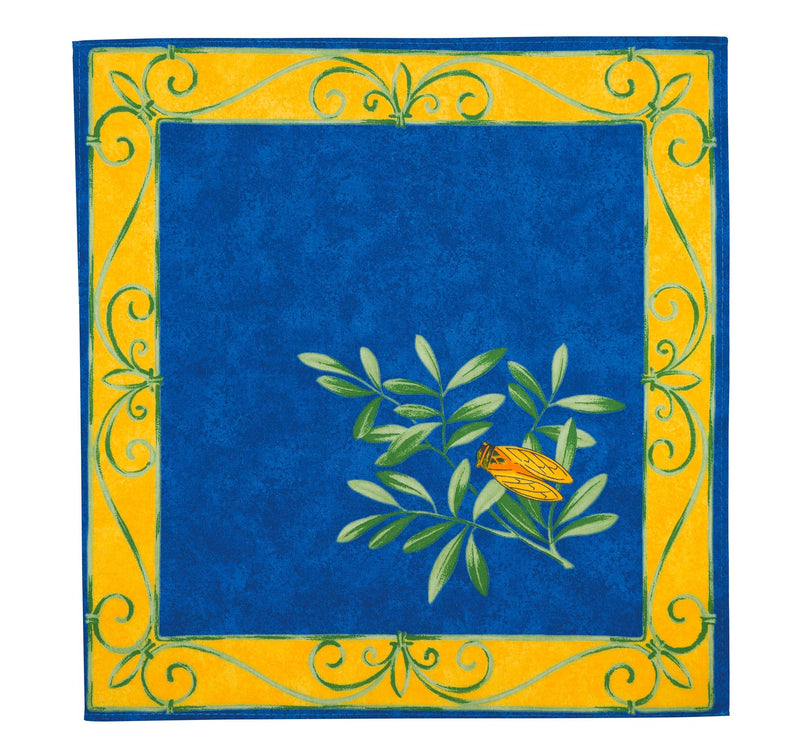 Provencal Traditional Cloth Napkins | Set of 4 | Cigale (Cicada) Blue
