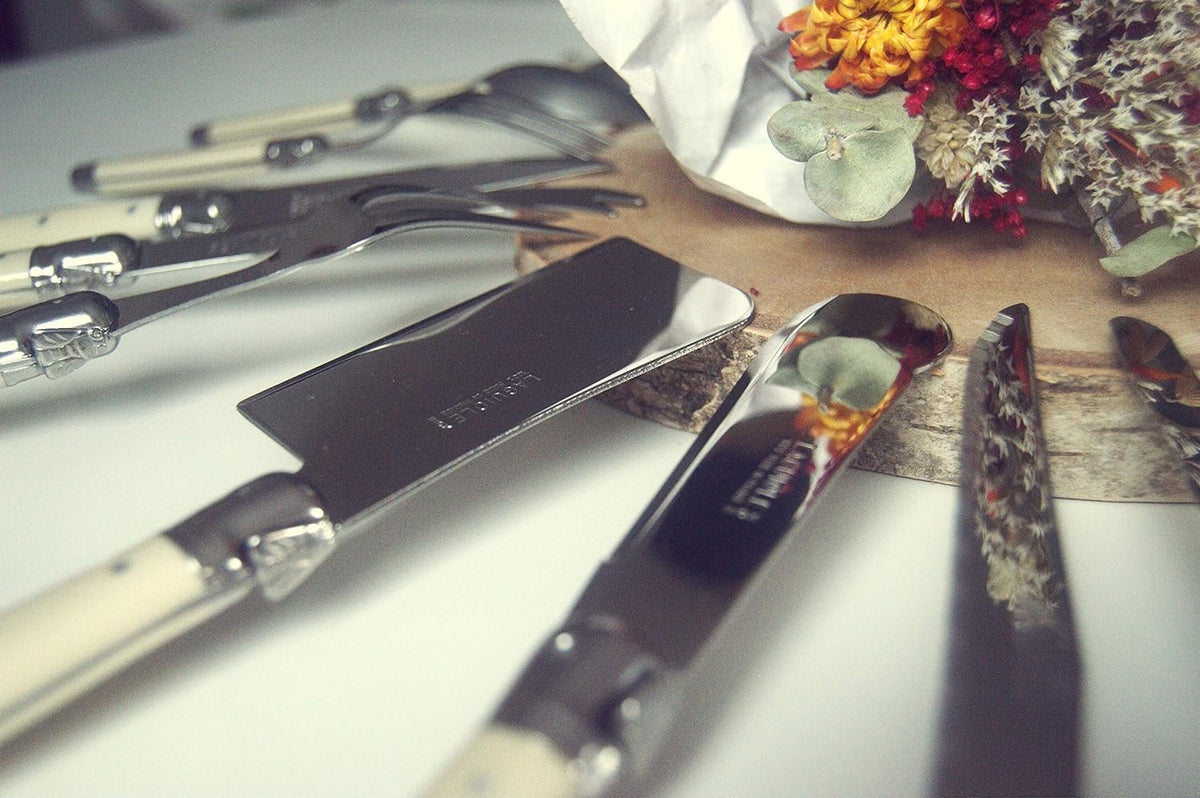 Laguiole Andre Verdier 6 Steak Knives in a Wood Box Flatware Set