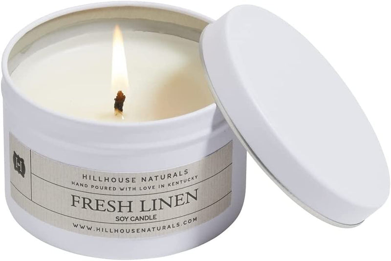 Scented Soy Candle in a White Tin | Fresh Linen