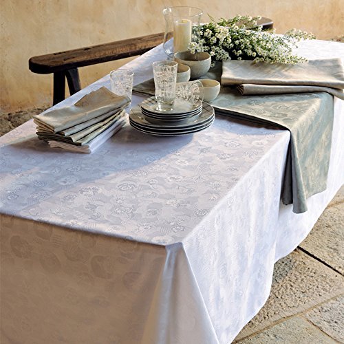 Garnier-Thiebaut Coated Tablecloth Mille Pensees Blanc White 69" Square - Home Decors Gifts online | Fragrance, Drinkware, Kitchenware & more - Fina Tavola
